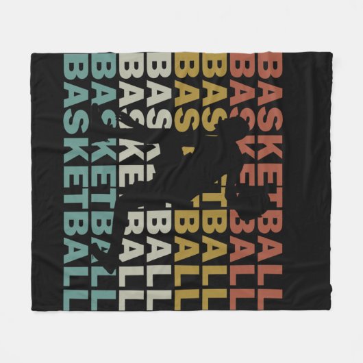 Basketballer  retro stijl fleece deken (Voorkant (Horizontaal))