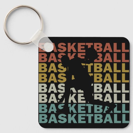 Basketballer  retro stijl sleutelhanger (Voorkant)