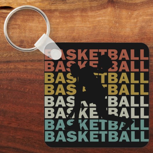 Basketballer retro stijl sleutelhanger (Voorkant)