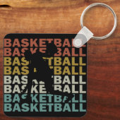Basketballer  retro stijl sleutelhanger (Achterkant)