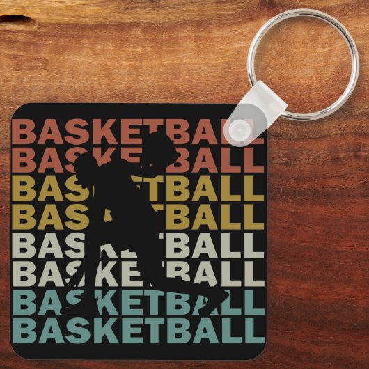 Basketballer  retro stijl sleutelhanger (Achterkant)