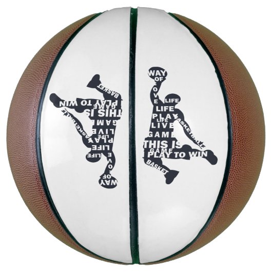 Basketballer slam dunk met full body tekst basketbal (Verticaal)