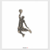 Basketballer slam dunk met full body tekst sticker (Vel)