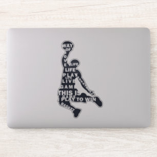 Basketballer slam dunk met full body tekst sticker