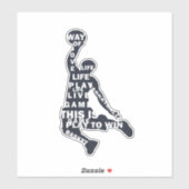 Basketballer slam dunk met full body tekst sticker (Vel)