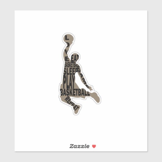 Basketballer slam dunk met full body tekst sticker (Vel)