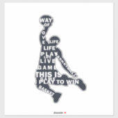 Basketballer slam dunk met full body tekst sticker (Vel)