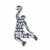 Basketballer slam dunk met full body tekst sticker (Voorkant)