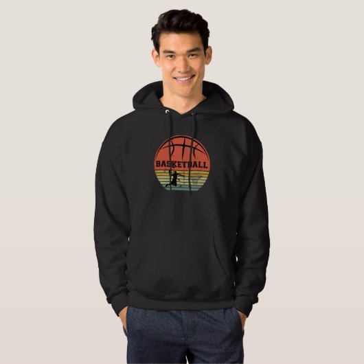 Basketballer slam dunk  retro zonsondergang hoodie (Voorkant volledig)