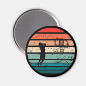 Basketballer slam dunk  retro zonsondergang magneet (Voorkant / Achterkant)