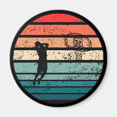 Basketballer slam dunk retro zonsondergang magneet (Voorkant)