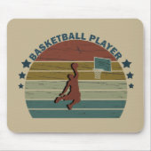 Basketballer slam dunk retro zonsondergang muismat (Voorkant)
