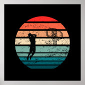 Basketballer slam dunk retro zonsondergang poster (Voorkant)