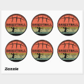 Basketballer slam dunk  retro zonsondergang ronde sticker (Vel)