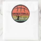 Basketballer slam dunk  retro zonsondergang ronde sticker (Tas)
