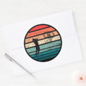 Basketballer slam dunk  retro zonsondergang ronde sticker (Envelop)