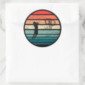 Basketballer slam dunk  retro zonsondergang ronde sticker (Tas)