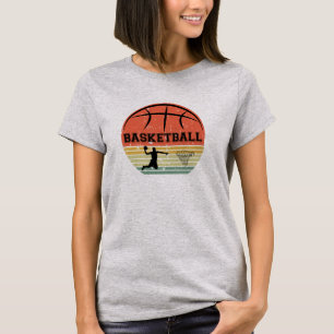 Basketballer slam dunk  retro zonsondergang t-shirt