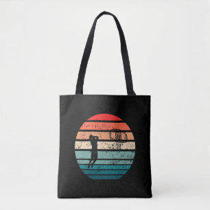 Basketballer slam dunk  retro zonsondergang tote bag