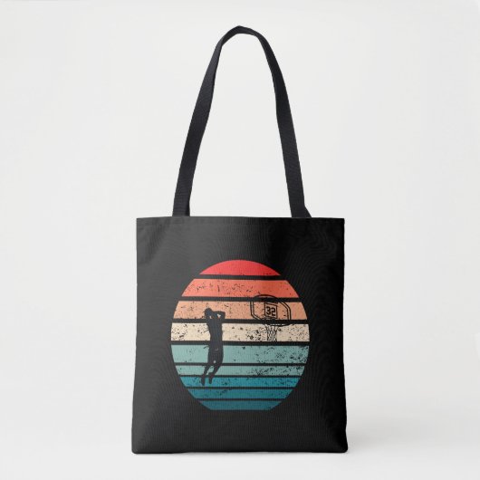 Basketballer slam dunk  retro zonsondergang tote bag (Voorkant)