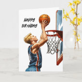Basketballer Slam Dunk Waterverf Verjaardag Kaart (Gele Bloem)