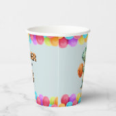 Basketballer T-rex jarig Papieren Bekers (Rechts)