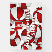 Basketballer verjaardagsfeestje rood wit spandoek (Verticaal)