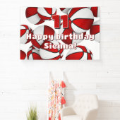 Basketballer verjaardagsfeestje rood wit spandoek (Insitu)