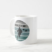 Basketballer  zonsondergang retro stijl koffiemok (Voorkant links)