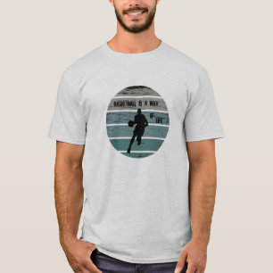 Basketballer zonsondergang retro stijl t-shirt