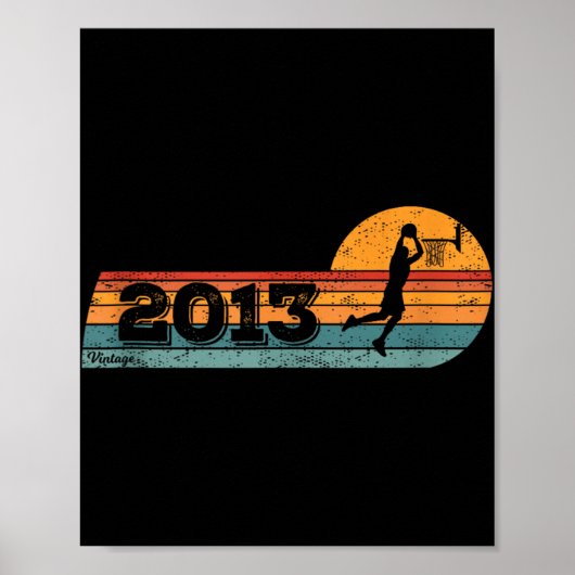 Basketballers  Geboren 2013 Verjaardag Bask Poster (Voorkant)