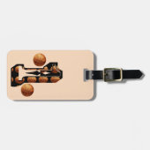 Basketballers nummer één met basketballen, bagagelabel (Voorkant horizontaal)