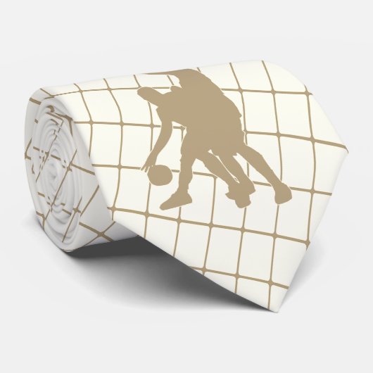 Basketballers op Tan Check stropdas (Opgerold)