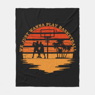 Basketballers  retro zonsondergang stijl fleece deken