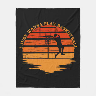 Basketballers  retro zonsondergang stijl fleece deken