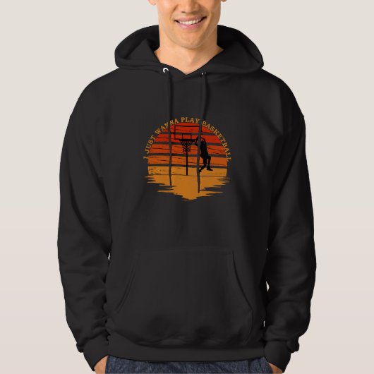 Basketballers  retro zonsondergang stijl hoodie (Voorkant)