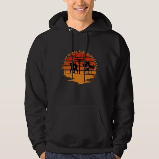 Basketballers  retro zonsondergang stijl hoodie (Voorkant)