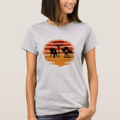 Basketballers  retro zonsondergang stijl t-shirt (Voorkant)