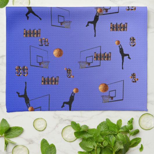 Basketballers Shooting Hoops Theedoek (Gevouwen)