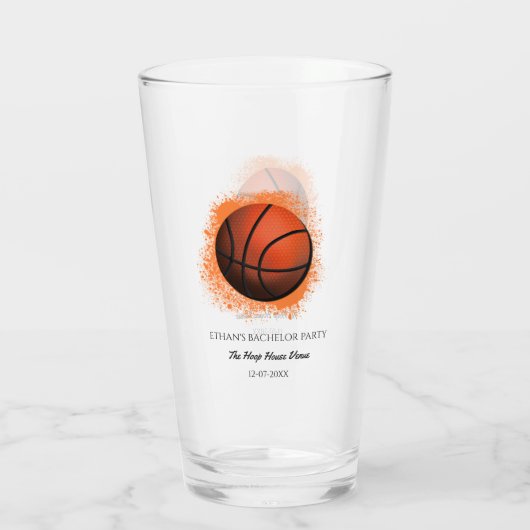 Basketballiefhebber Bachelor / Verjaardagsfeestje Glas (Achterkant)