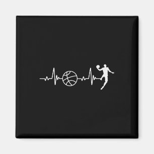 Basketballiefhebber Heartbeat Retro Basketbal Magneet