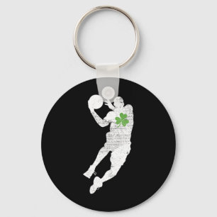 Basketballiefhebbers Green Shamrock Leaf St Patric Sleutelhanger