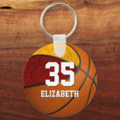 basketbalmaren gouden meisjes schoolteam kleuren sleutelhanger (Achterkant)