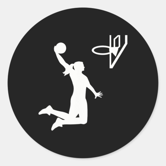 Basketbalmeisje Ronde Sticker (Voorkant)