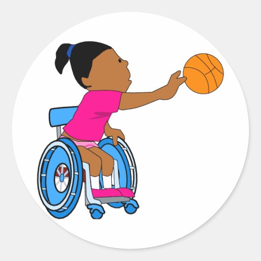 Basketbalmeisje Ronde Sticker (Voorkant)