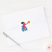Basketbalmeisje Ronde Sticker (Envelop)