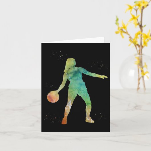 Basketbalmeisje speelt kaart (Gele Bloem)