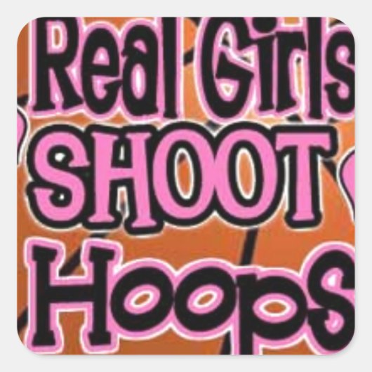 basketbalmeisje vierkante sticker (Voorkant)