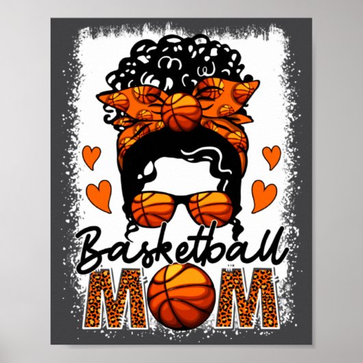 Basketbalmoeder Luipaard Rommelige Knot Speldag Mo Poster (Voorkant)