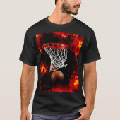 Basketbalnet, bal & vlammen t-shirt (Voorkant)